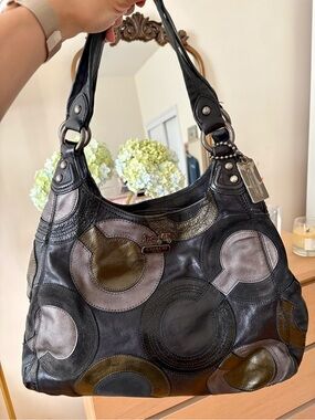 Coach Patchwork Leather Shoulder Bag Y2K Hobo Multicolor